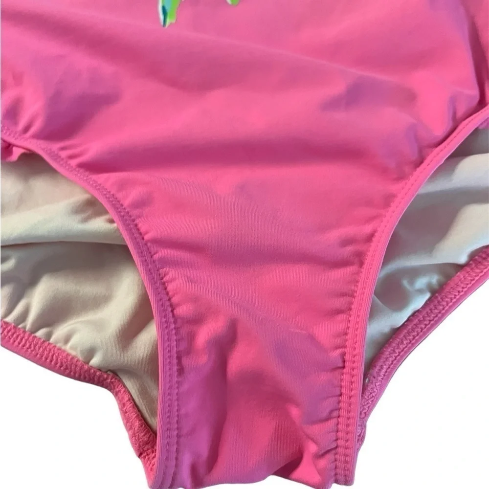 LILLY PULITZER GIRLS PINK FLORAL ONE PIECE SWIMSUIT SIZE 14